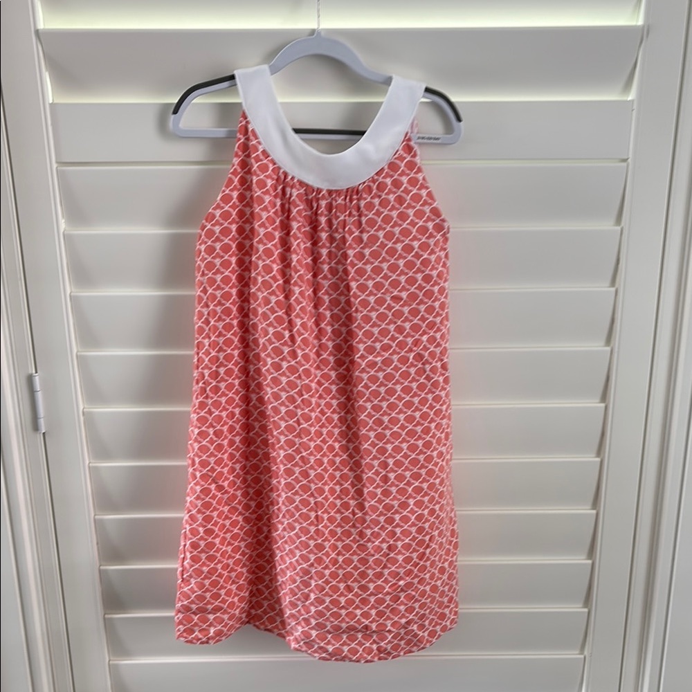 Coral Geometric Halter Dress